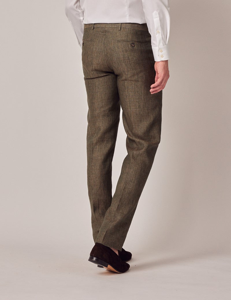 Mens Linen Suit For Beach Wedding - Summer  Suit in Dark Green Tailored Fit