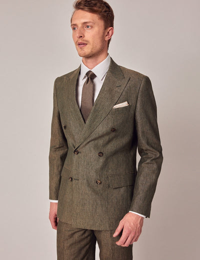 Mens Linen Suit For Beach Wedding - Summer  Suit in Dark Green Tailored Fit 3 JO-3666  - from alligatorwarehouse.com
