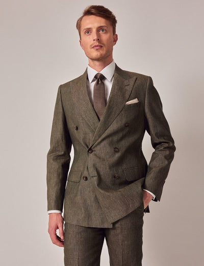 Mens Linen Suit For Beach Wedding - Summer  Suit in Dark Green Tailored Fit 1 JO-3666  - from alligatorwarehouse.com