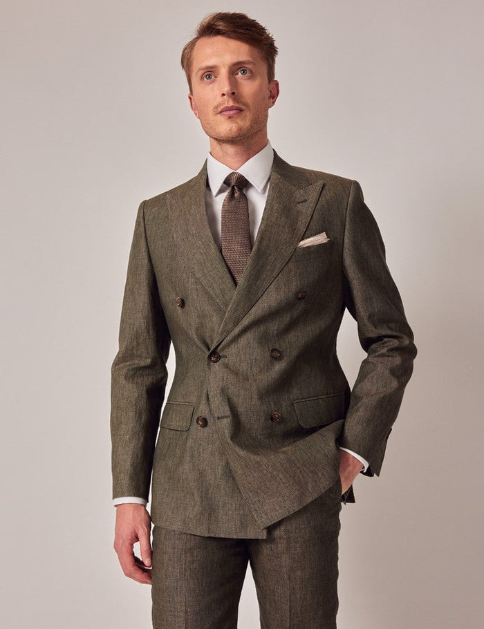 Mens Suit For Beach Wedding - Summer  Suit in Dark Green Tailored Fit
