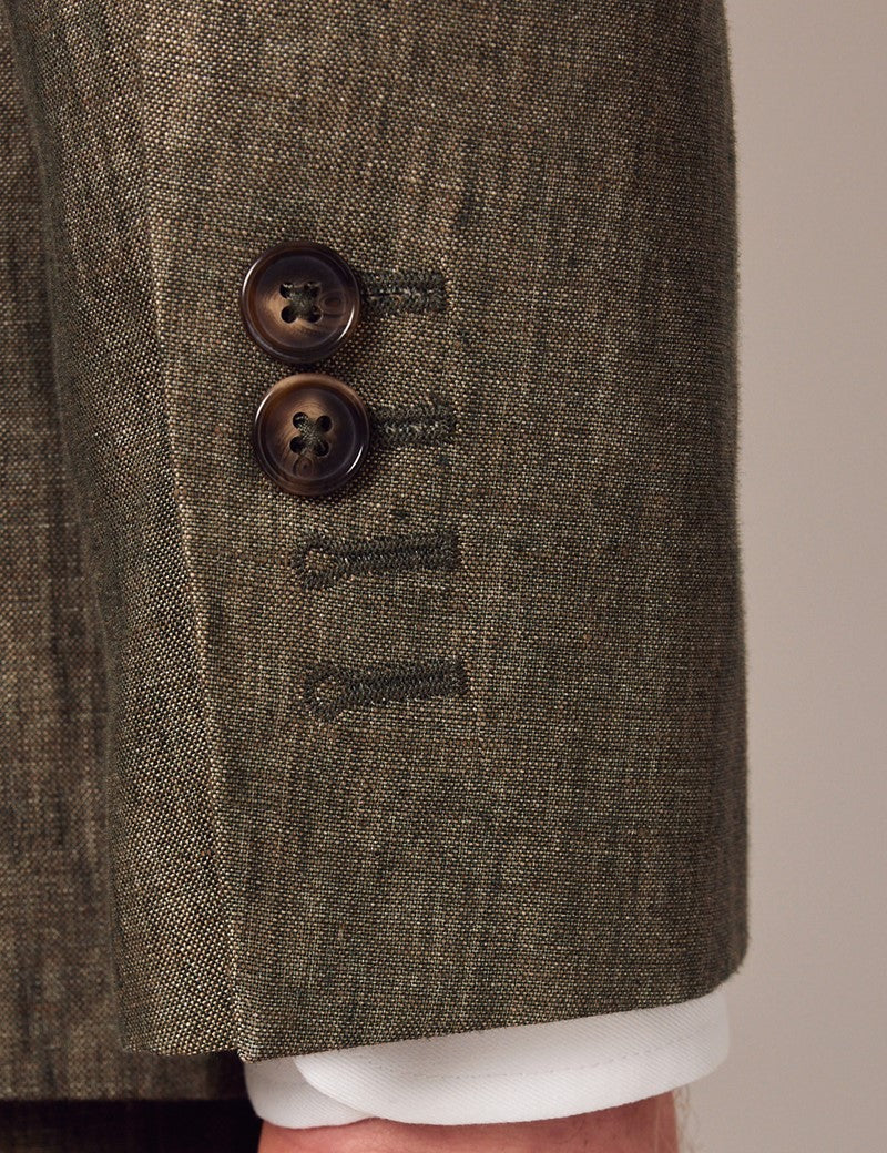 Mens Linen Suit For Beach Wedding - Summer  Suit in Dark Green Tailored Fit