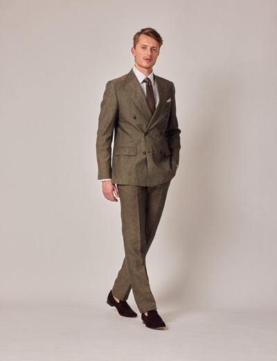Mens Linen Suit For Beach Wedding - Summer  Suit in Dark Green Tailored Fit 4 JO-3666  - from alligatorwarehouse.com