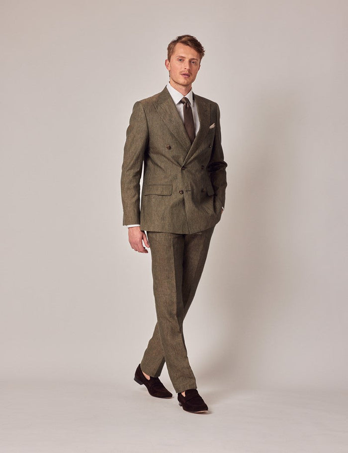 Mens Suit For Beach Wedding - Summer  Suit in Dark Green Tailored Fit