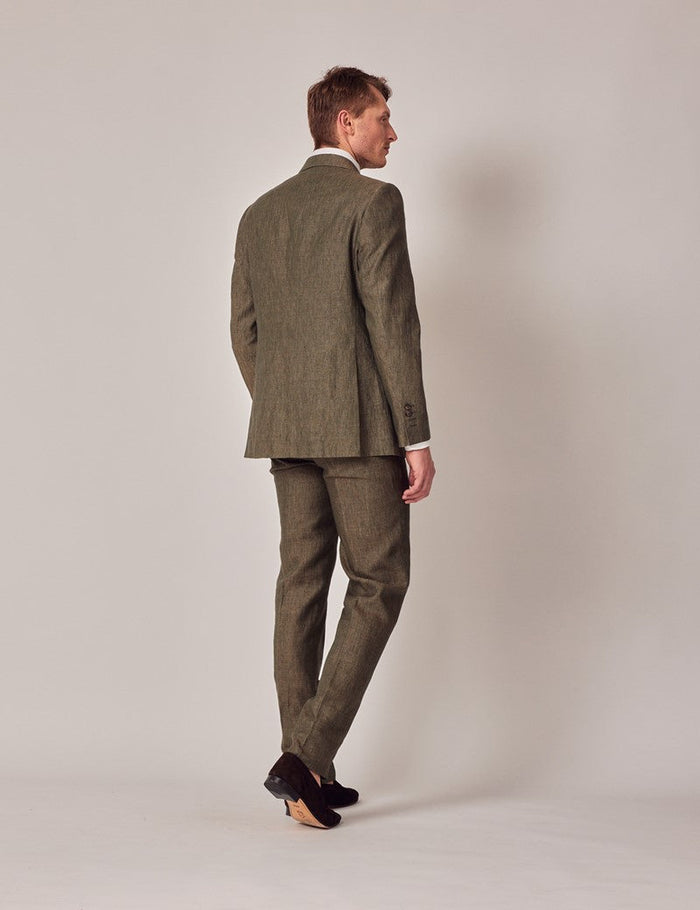 Mens Suit For Beach Wedding - Summer  Suit in Dark Green Tailored Fit