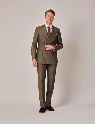 Mens Linen Suit For Beach Wedding - Summer  Suit in Dark Green Tailored Fit 15 JO-3666  - from alligatorwarehouse.com