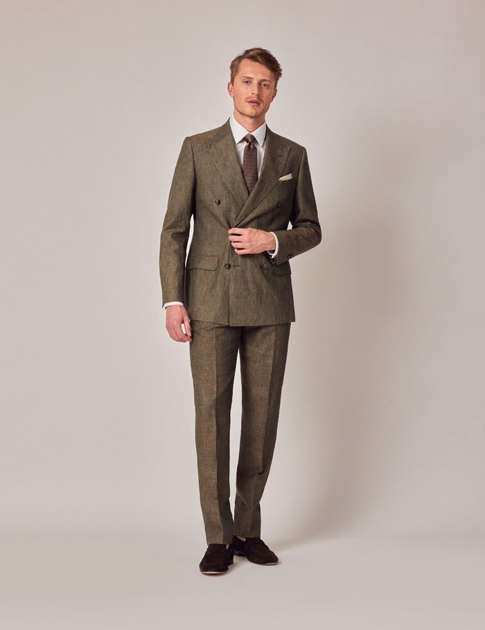 Mens Suit For Beach Wedding - Summer  Suit in Dark Green Tailored Fit