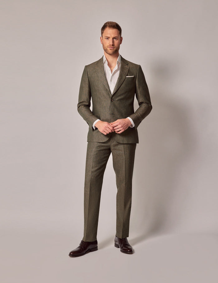 Mens Suit For Beach Wedding - Summer  Suit in Dark Green