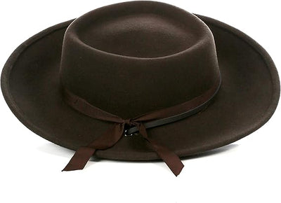 Men's Wool Wide Brim Fedora Hat Dark Brown with Grosgrain Ribbon 2   - from alligatorwarehouse.com