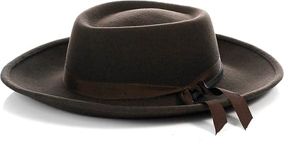 Men's Wool Wide Brim Fedora Hat Dark Brown with Grosgrain Ribbon 1   - from alligatorwarehouse.com
