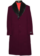 Dark Wedding Burgundy Prom 3 Button Wool Ankle length Overcoat ~ Long men's Dress Topcoat - Winter coat 95% Wool Fabric