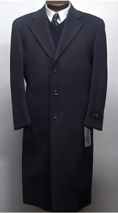 Dark Charcoal Gray classic model features button front Wool men's Overcoat 1   - from alligatorwarehouse.com
