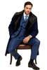 Dark Navy Blue Overcoat ~ Long men's Dress Topcoat - Winter coat With Fur Collar And Wool Fabric 3   - from alligatorwarehouse.com