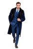 Dark Navy Blue Overcoat ~ Long men's Dress Topcoat - Winter coat With Fur Collar And Wool Fabric 4   - from alligatorwarehouse.com