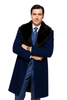 Dark Navy Blue Overcoat ~ Long men's Dress Topcoat - Winter coat With Fur Collar And Wool Fabric 6   - from alligatorwarehouse.com