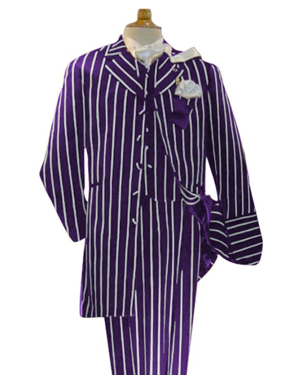 Dark Purple and White Pinstripe - Gangster 1920s Pinstripe Suit - Mens  Fashion Suit
