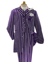 Dark Purple and White Pinstripe - Gangster 1920s Pinstripe Suit - Mens  Fashion Suit
