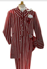 Burgundy Pinstripe Suit - Mens 1920s Gangster Pinstripe Suit - Chalk Pinstripe