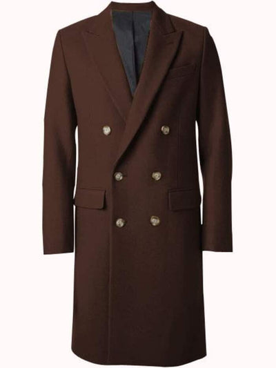 Men's  Double Breasted~Wide Peak Lapel 6buttons Dark Brown Dress Coat 1   - from alligatorwarehouse.com