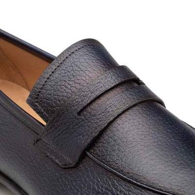 Men's Deerskin Blue Penny Loafer By Mezlan Made In Spain Brand 4   - from alligatorwarehouse.com