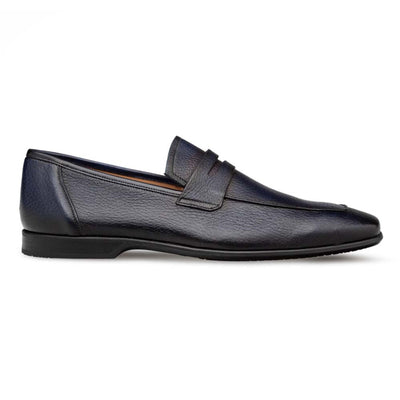 Men's Deerskin Blue Penny Loafer By Mezlan Made In Spain Brand 2   - from alligatorwarehouse.com
