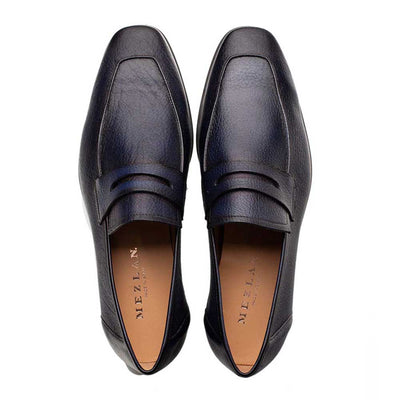 Men's Deerskin Blue Penny Loafer By Mezlan Made In Spain Brand 3   - from alligatorwarehouse.com