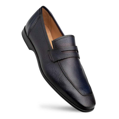 Men's Deerskin Blue Penny Loafer By Mezlan Made In Spain Brand 1   - from alligatorwarehouse.com