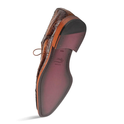 Giovane Fuscus Cap Toe Derby Camel Crocodile Shoes By Mezlan Made In Spain Brand
