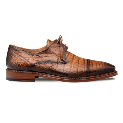 Giovane Fuscus Cap Toe Derby Camel Crocodile Shoes By Mezlan Made In Spain Brand 2   - from alligatorwarehouse.com