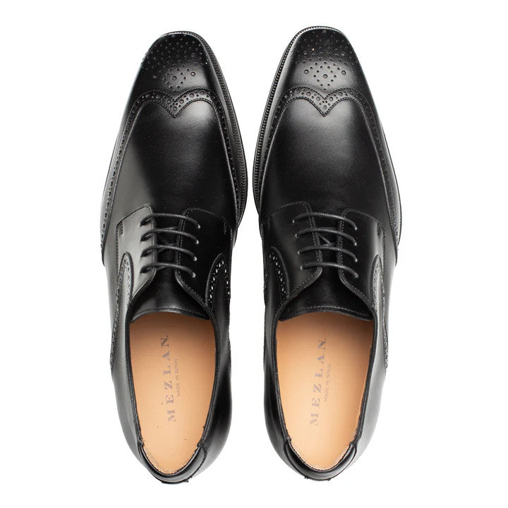 Tasso Wing Tip Derby  Black By Mezlan Made In Spain Brand