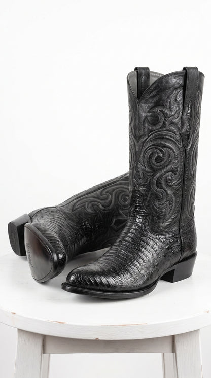 Men’s Black Armadillo Lizard Western Boots, Original Puntal Toe Cowboy Dress Boots