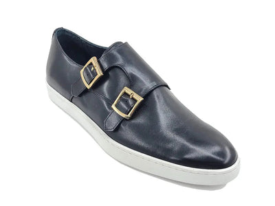Double Monk Strap Leather Sneaker 2 KS529-03BLACK75  - from alligatorwarehouse.com