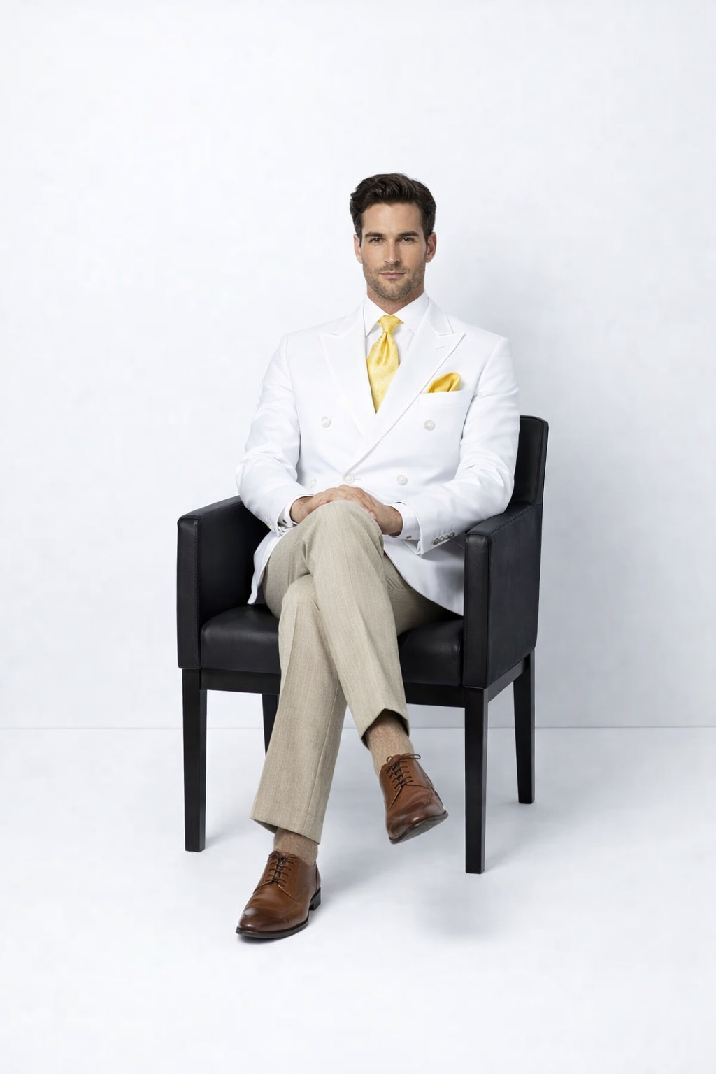 Men’s White Wedding Blazer Jacket – Double Breasted Classic Fit Sport Coat