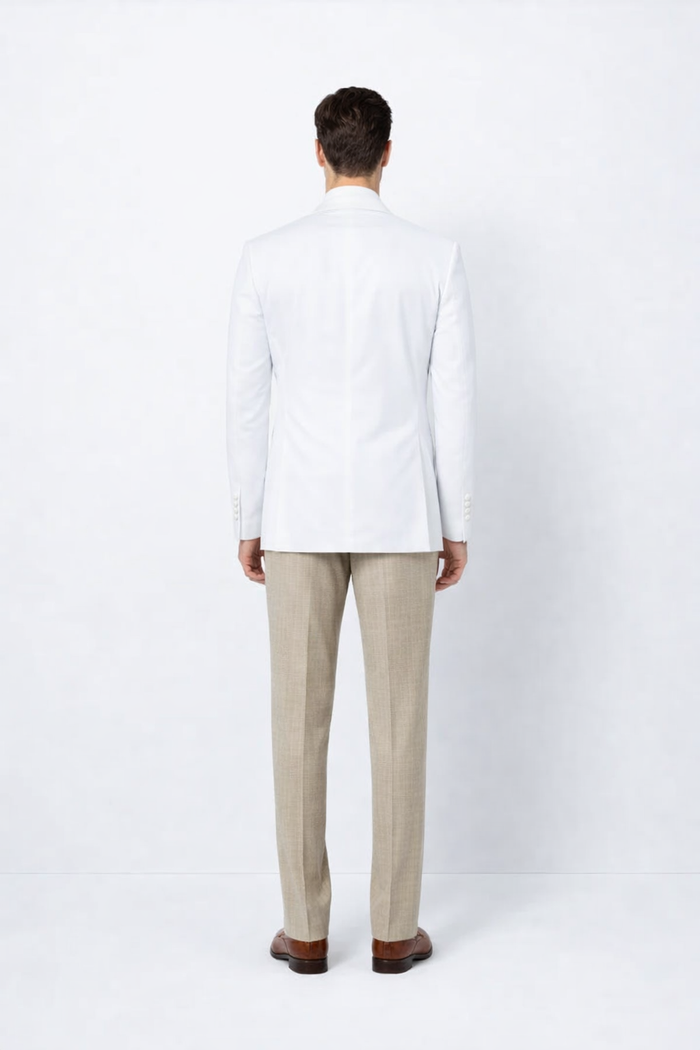 Men’s White Wedding Blazer Jacket – Double Breasted Classic Fit Sport Coat