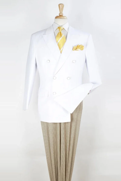 Men’s White Wedding Blazer Jacket – Double Breasted Classic Fit Sport Coat