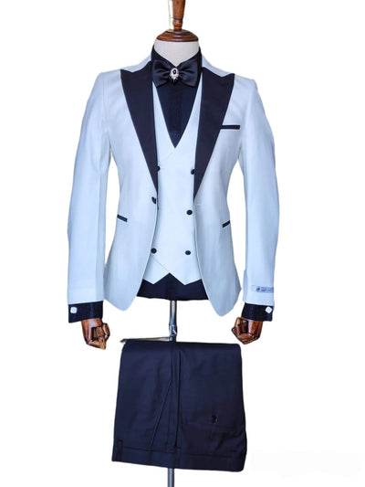 Ivory Tuxedo - Cream Wedding Suit  - Off White Groom Slim Fit  Suit 1   - from alligatorwarehouse.com