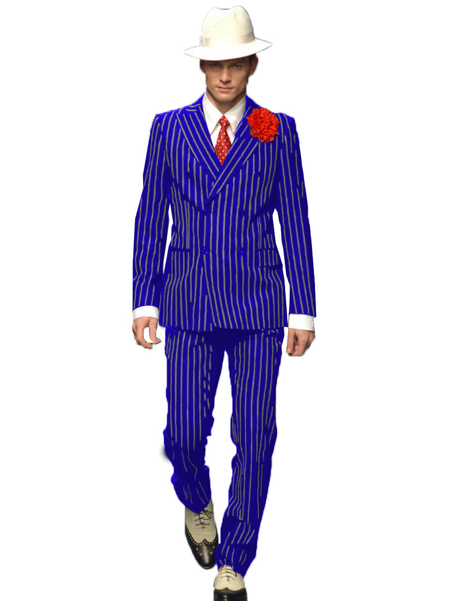 Mens Double Breasted Gangster Six Button Suit in Black