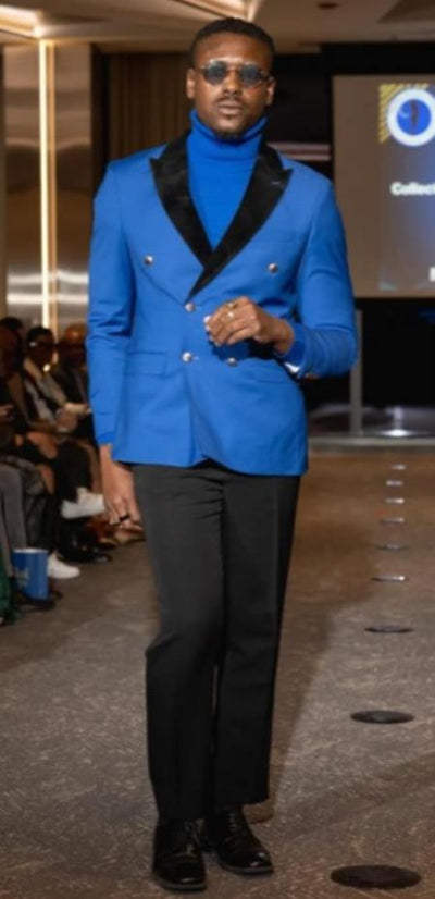 Double Breasted Tuxedo With Gold Buttons Black Lapel perfect for Wedding or Prom Royal Blue 1   - from alligatorwarehouse.com