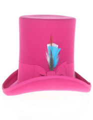 Fuchsia Dress Hat 1920s Fedora Style - Men's Tall 100% Wool Dress Top Hat in Hot Pink Fuchsia