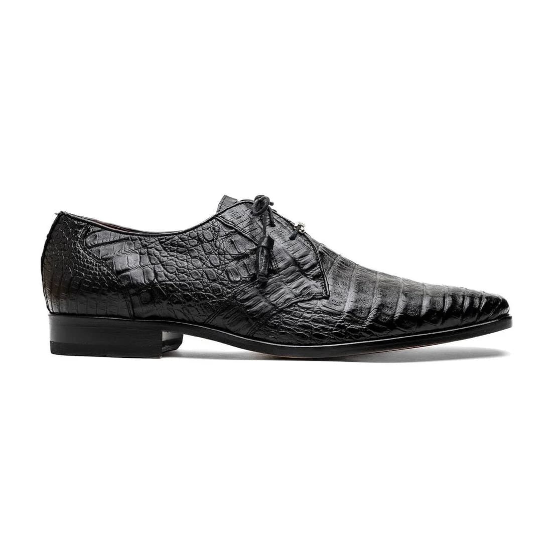 Marco Di Milano Lacio Men's Shoes Black Genuine Caiman Crocodile Dress Derby Oxfords