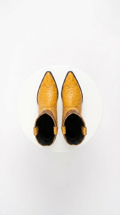 Men’s Wild West Yellow Smooth Ostrich Skin 3X Toe Boots, 29504-A Western Cowboy Dress Boots