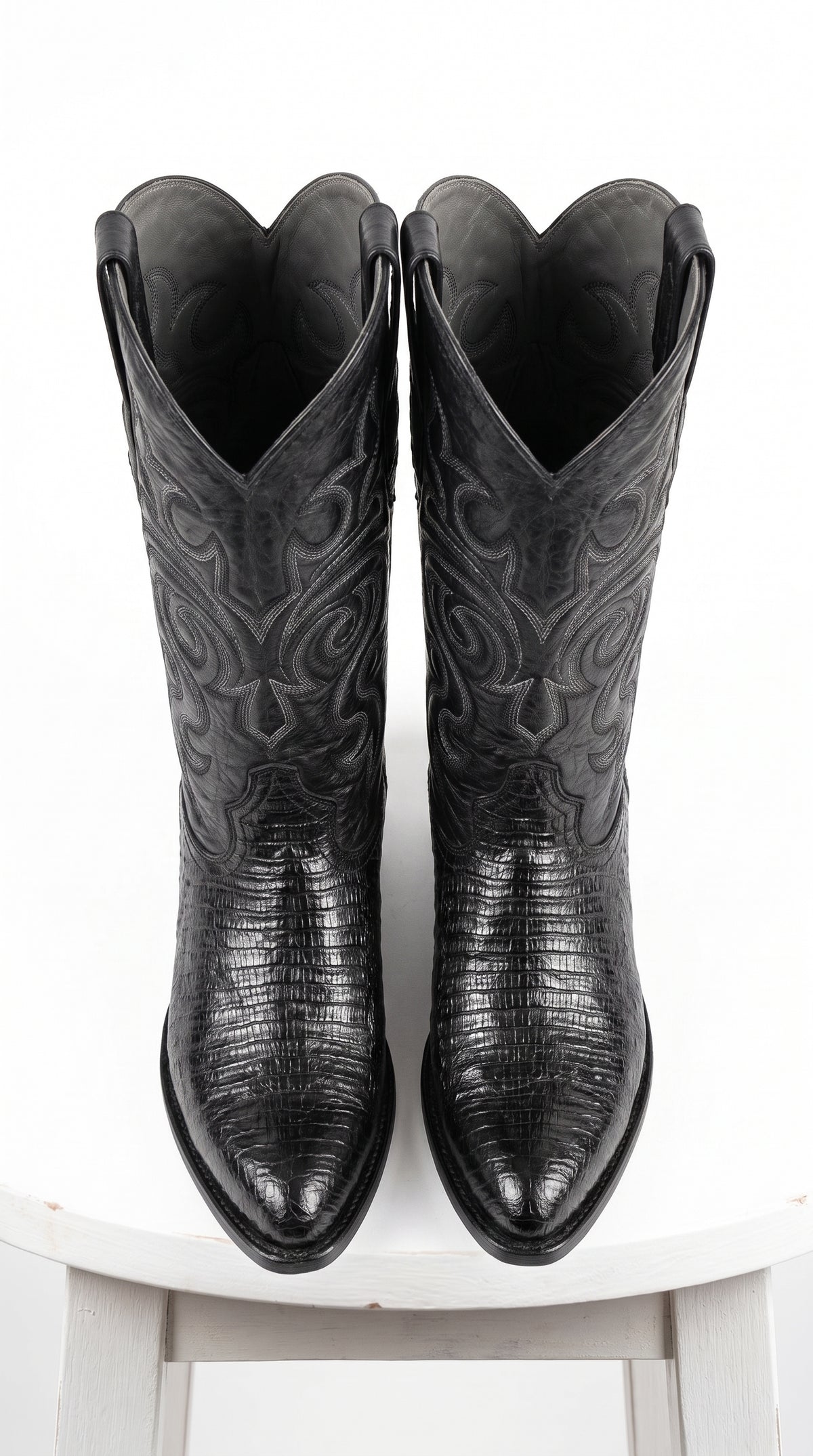 Men’s Black Armadillo Lizard Western Boots, Original Puntal Toe Cowboy Dress Boots