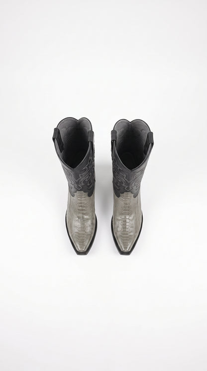 Los Altos Men’s Grey Ostrich Leg Cowboy Boots, Low Priced Exotic Western Dress Boots