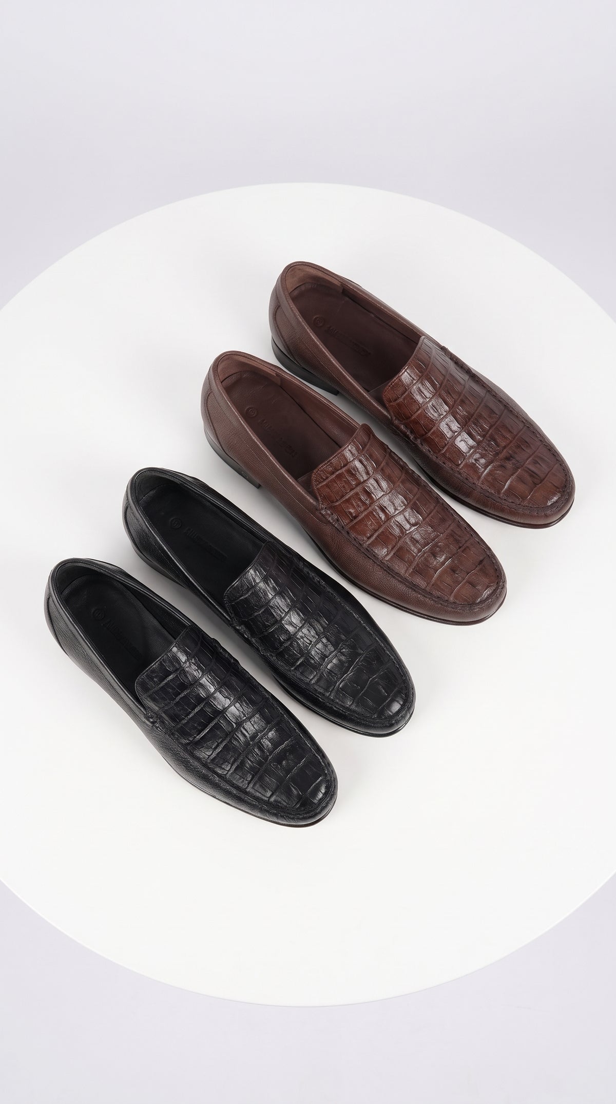 Lombardy Men’s Crocodile & Calfskin Loafers – Exotic Leather Slip-On Dress Shoes