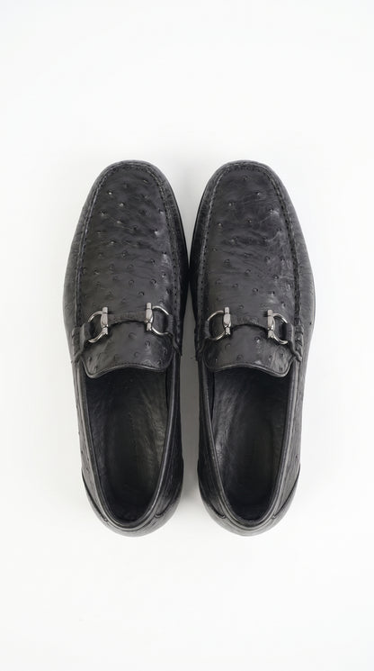 Lombardy Men’s Ostrich Quill & Calfskin Bit Loafers – Exotic Leather Dress Shoes