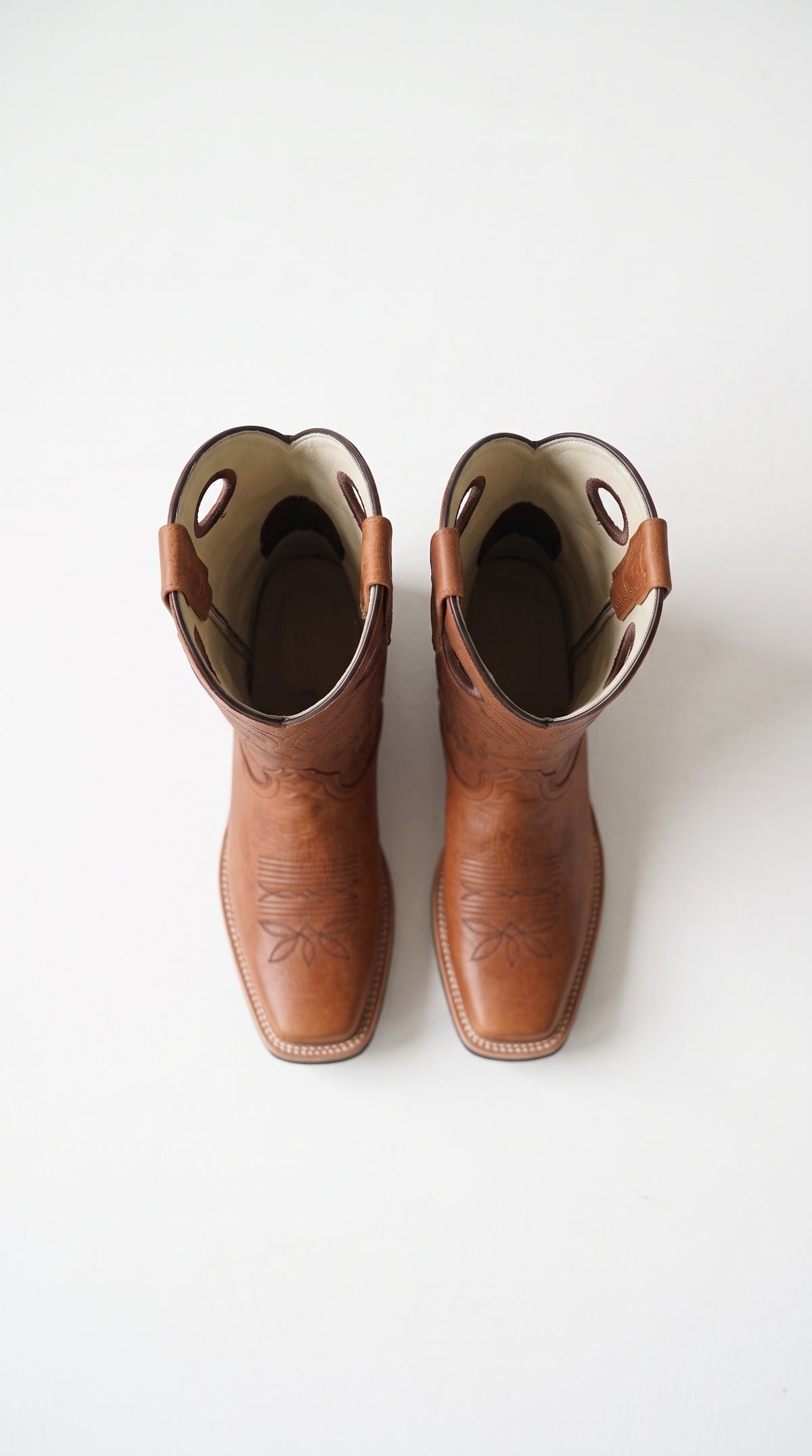 Los Altos Men’s Tan Leather Rodeo Boots, Western Cowboy Square Toe Boots