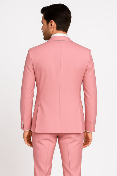 Dusty Rose Pink Tuxedo for Men – One Button Satin Lapel Wedding Prom Suit with Bow Tie 3   - from alligatorwarehouse.com