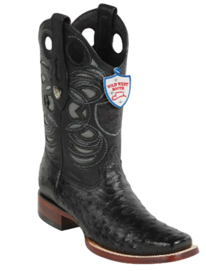 Wild West Botas de Avestruz Horma Rodeo Black