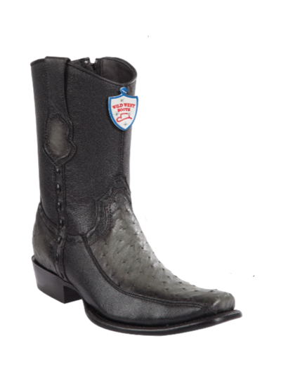 Wild West Botas de Avestruz Horma Dubai Toe Faded Gray 1   - from alligatorwarehouse.com