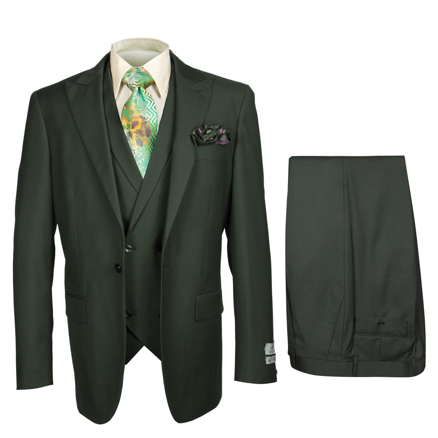 Rossi Man ELI RM117 – Classic 3-Piece Men’s Suit in Hunter Green
