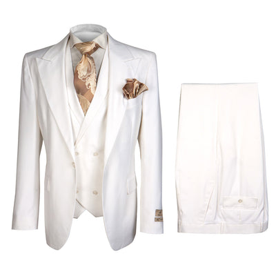 Tailored Men’s Suit in Winter White – Rossi Man ELI RM202 Formal 3-Piece Set 1 CYRUS-RM117  - from alligatorwarehouse.com